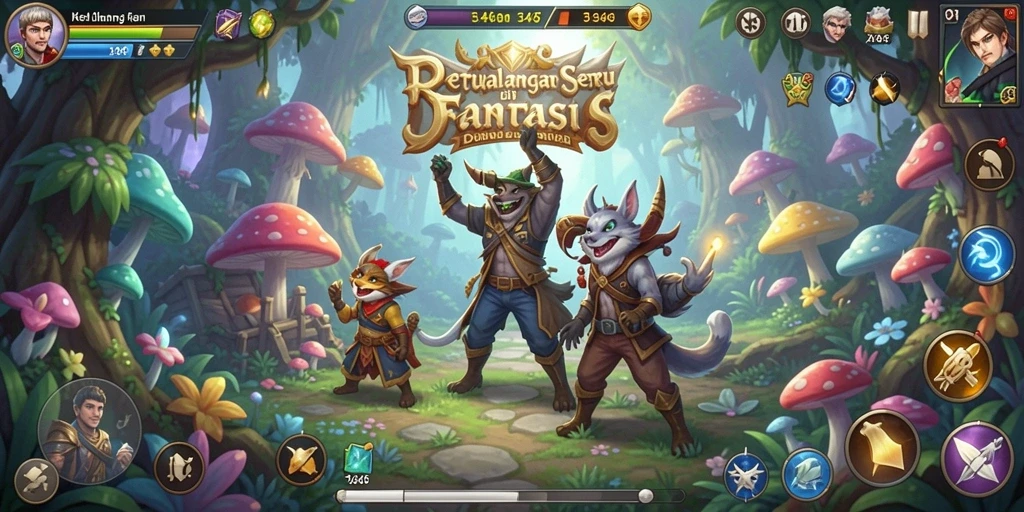 Screenshot gameplay 3446 menunjukkan pertarungan seru di dunia fantasi.
