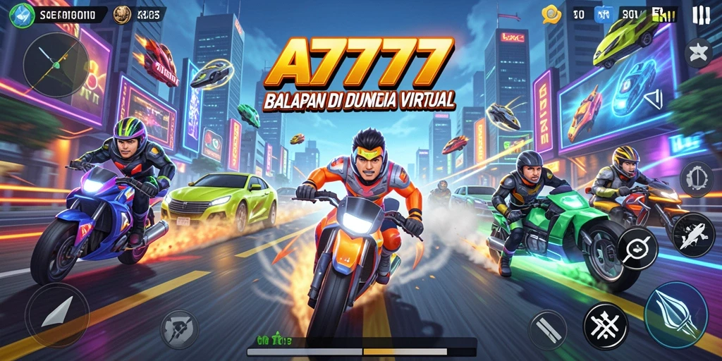 Gameplay balapan yang seru di A7777 dengan mobil yang cepat.