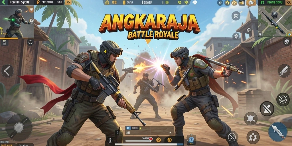 Gameplay seru dalam <strong>ANGKARAJA</strong> dengan aksi Battle Royale yang mendebarkan.