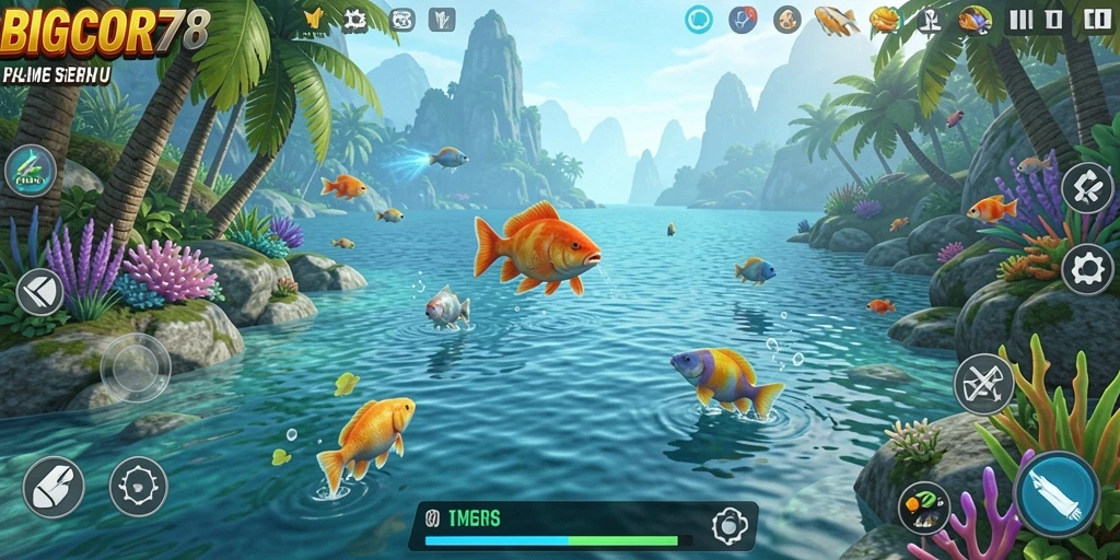 Tampilan gameplay memancing yang seru dan menantang di BIGCOR78.