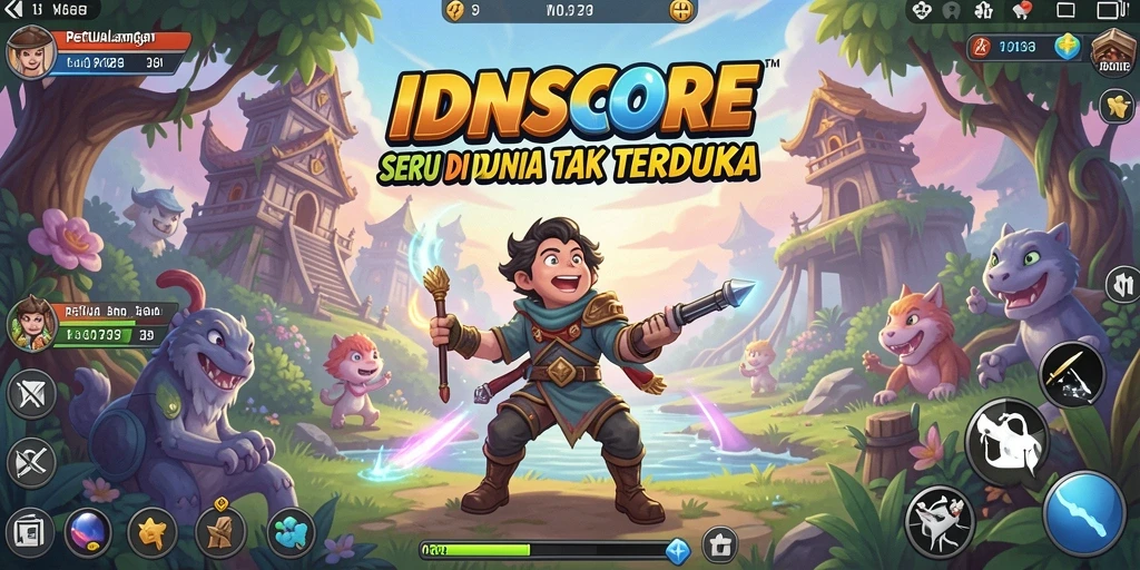 Screenshot gameplay IDNSCORE yang menampilkan aksi petualangan yang mendebarkan.