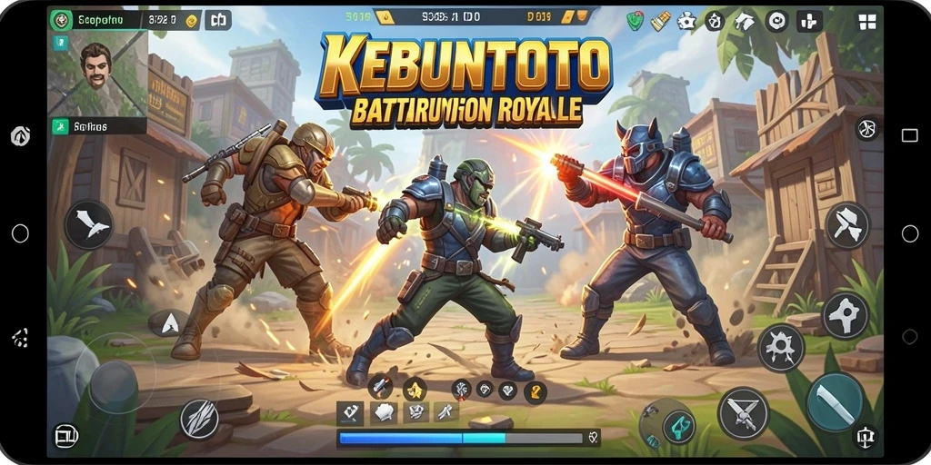 Tampilan screenshot <strong>KEBUNTOTO</strong> menampilkan gameplay Battle Royale yang mendebarkan.