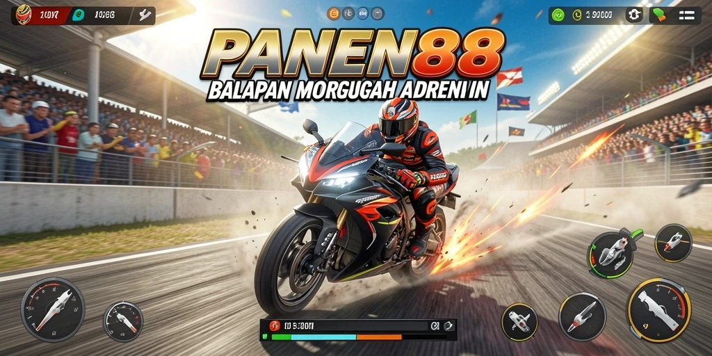 Tampilan gameplay seru dari balapan motor di PANEN88.