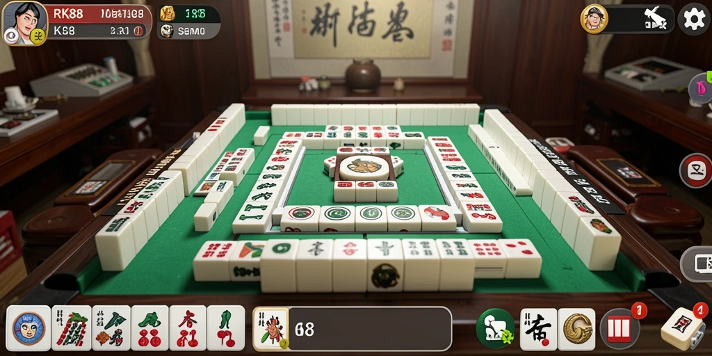 Tampilan gameplay RK88 yang menarik dan penuh warna dalam permainan Mahjong.