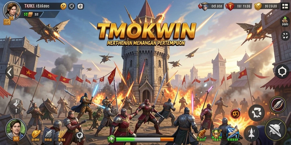 Tampilan gameplay TMOKWIN yang menegangkan dalam mode Tower Defense.